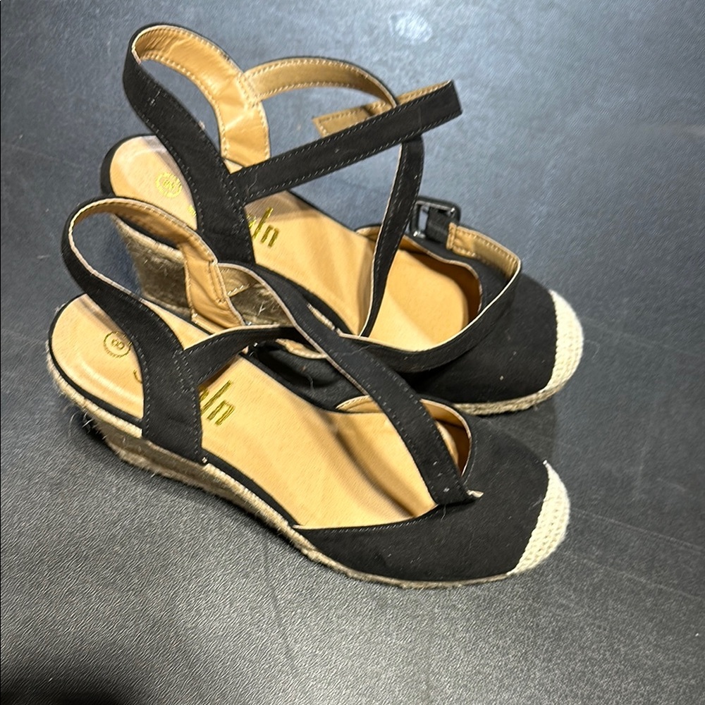 Black Wedges with Ankle Strap